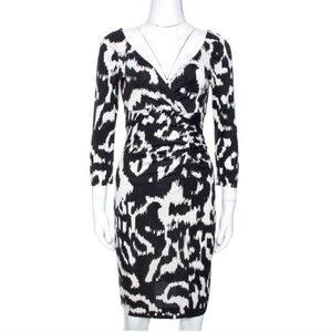 DVF Diane Von Furstenberg Capela Faux Wrap Midi Dress Sz 6 Silk